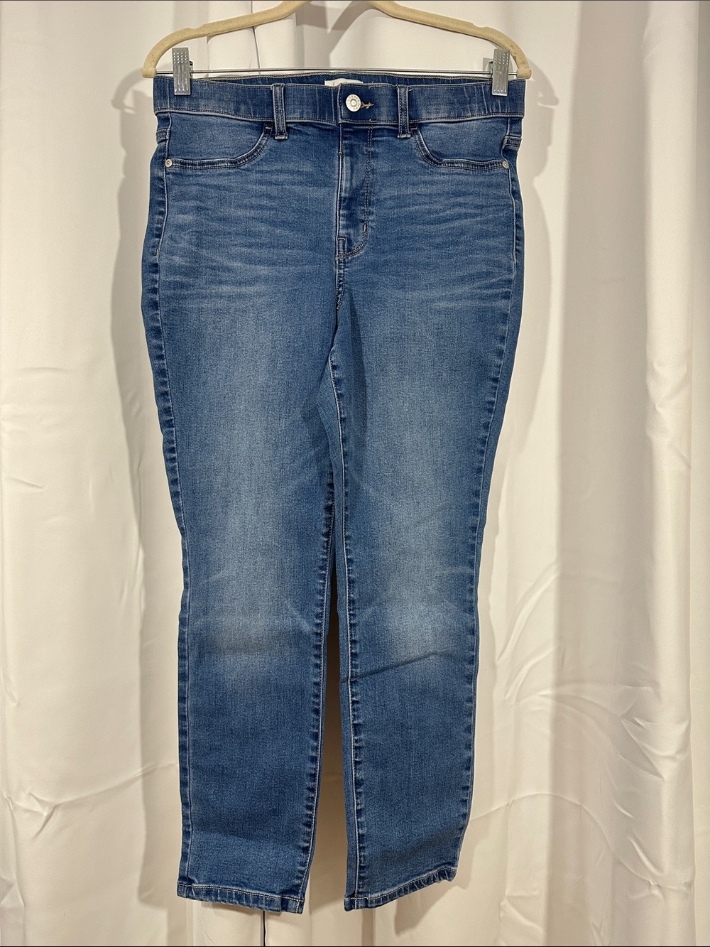 Wonderly High-Rise Pull-On Skinny Crop Jeans Size 8R Medium Wash Stretch Denim